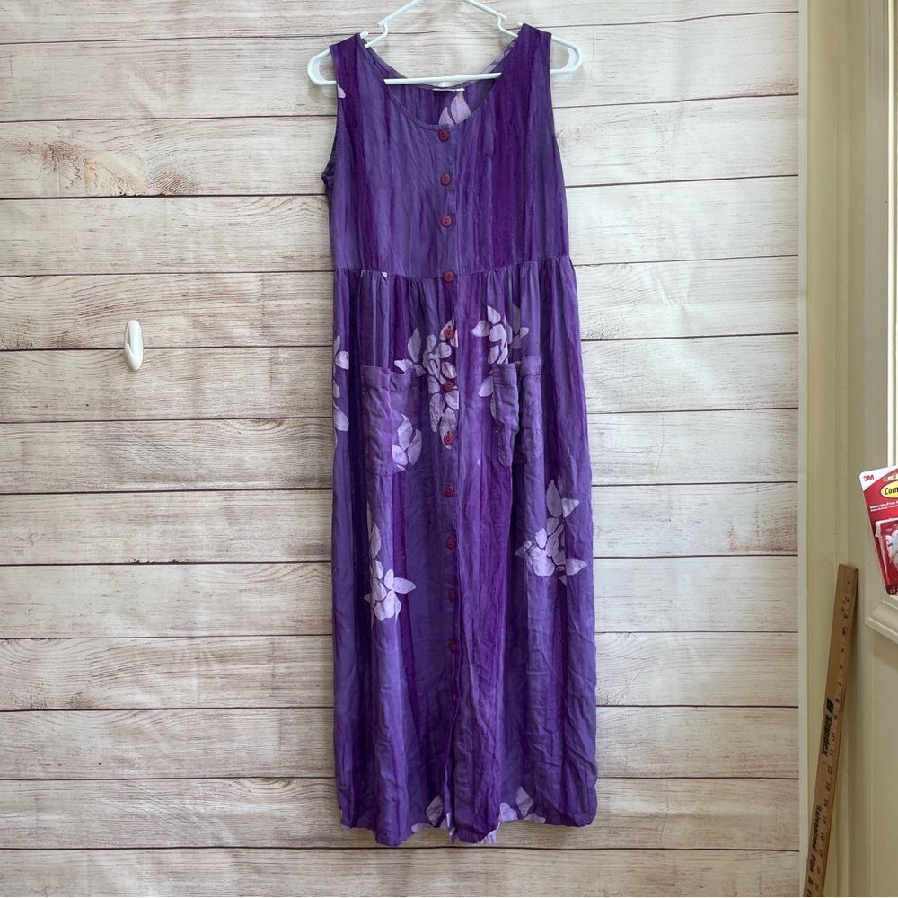 VINTAGE GO FISH BATIK MAXI DRESS IN PURPLE‎